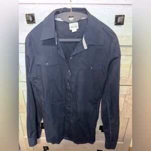 Converse Button-Up Long Sleeve Shirt in Navy